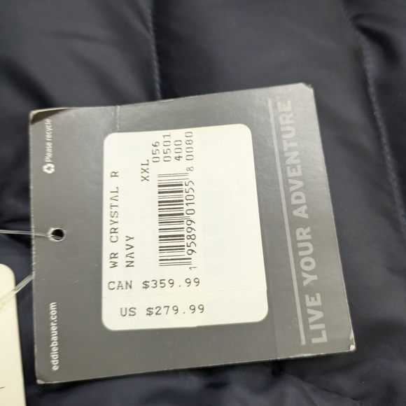 Eddie Bauer Crystal Ridge 550 Down Parka Womens 2XL Navy Fur Hood Puffer Duffle - Picture 9 of 11